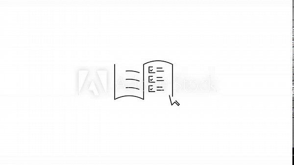Editable Book icon with pen tool 4k animation on white background, note on paper with black pen simple design animation. book icon, pen tool, note on paper, 4k animation, white background, Stock Video