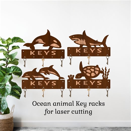 Ocean Key Holder Bundle SVG Shark Orca Dolphin Turtle Laser Cut Files (digital Download) - Etsy