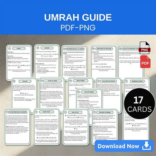 Umrah Dua Cards | Step-by-step Guide With English Translation (PDF, PNG) - Etsy Canada