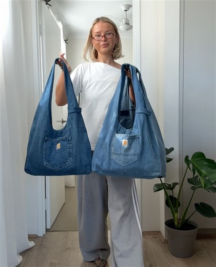 MOD. Vintage on Instagram: "Introducing our Reworked Carhartt Hobo- a bag unlike any other. The latest addition to our Mod. Reworked line. Featuring our new Reversible two tone denim design and double lined cotton interior. Designed for utility (& style of course), our Hobo bags holds all your essentials including the big ones (laptop + water bottles). Lastly, our signature lip gloss pocket and bag charm holder makes a re-appearance ~ all the specs our community has loved about our viral Reworke