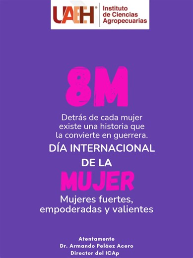 💜¡Fuertes, empoderadas y valientes! 💜 El Instituto de Ciencias Agropecuarias ICAp reconoce a las mujeres que dan vida a nuestra institución. Cada rostro en este video representa una historia de éxito, perseverancia y dedicación. 🧑🏽‍🔬👩🏾‍⚕️👩‍💼👩🏼‍💻👩🏻‍🌾👷🏻‍♀️👩🏼‍🎓 ​A todas las mujeres que integran nuestra comunidad: gracias por su entrega y por inspirarnos a ser mejores cada día. ​¡Hoy y siempre, reconocemos su grandeza! ​#8M #SomosICAP #ciudaduniveraitariatulancingo #UAEH