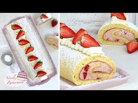 So LECKER 🤤 I Erdbeer-Sahne-Biskuitrolle I die müsst ihr Probieren I Rezept von Nicoles Zuckerwerk