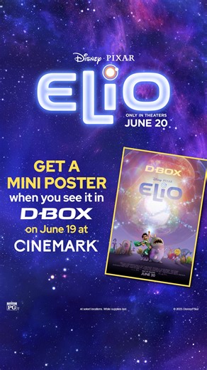 👽 Aliens called... and he picked up! 🚀 See Elio in D-BOX on June 19 and get a mini poster! At select locations while supplies last. Get tickets now! | Cinemark