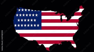 United States map flag video. 3d United States American map showing the USA flag