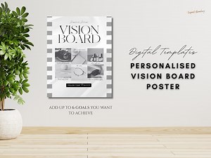 Modèle de tableau de visualisation | Style photo blanc et noir | Modèle canevas de tableau de vision numérique | Manifestation imprimable et planificateur d'objectifs - Etsy France