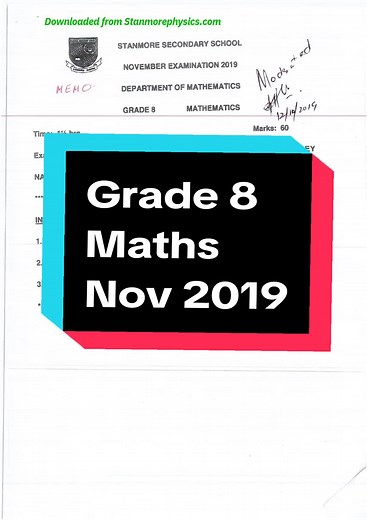 Grade 8 Maths November 2019 Exam Papers in South Africa