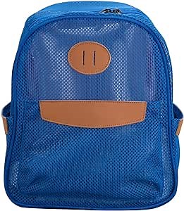 UNIKER Mesh Backpacks for Adults,Sports Fan Backpack,Clear Mini Backpack Stadium Approved,Mesh Bag Purse for Swimming Beach,Transparent Backpack for Concert,Gym Backpack Blue