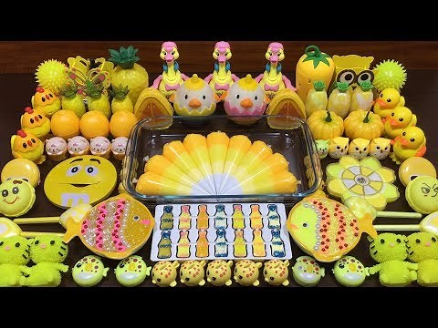 YELLOW SLIME | Mixing Random Things into Slime | Satisfying Videos #85