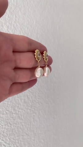 Vintage Baroque Pearl Drop Earrings | Freshwater Pearl Dangle Earrings | Gold Zircon Stud Statement Earrings | Wedding Jewelry Gift for Her - Etsy