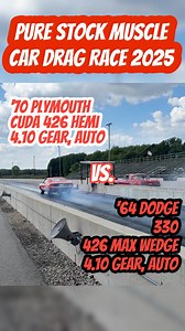 ‘70 Plymouth 426 HEMI Cuda vs. ‘64 Dodge 330 426 Max Wedge Pure Stock Muscle Car Drag Race 2025 PSMCDR Mopar | Ian Ashton