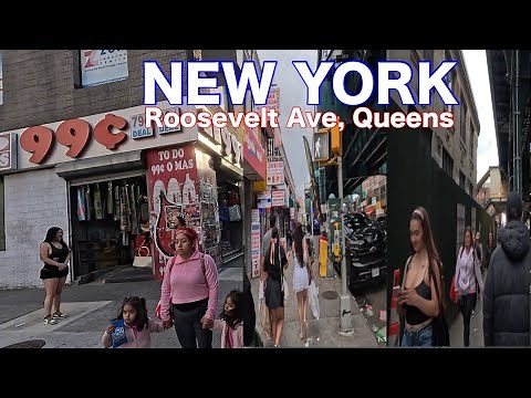 NEW YORK CITY CITY Walking Tour [4K] - ROOSEVELT AVENUE QUEENS NYC - Sunset Walk
