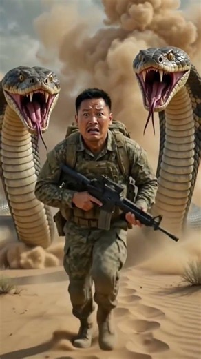 Giant Snake Attack in the Desert 🐍 | Brave Soldier's Epic Escape #AISnake #GiantSnake #SnakeAttack