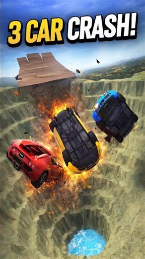 3 Supercars Jump From Ramp Into Giant Pit 😳 #shorts