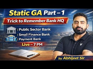 Static GA for Banking Exams | Easy Trick to Remember Bank HQ | Part-1 by Abhijeet Sir