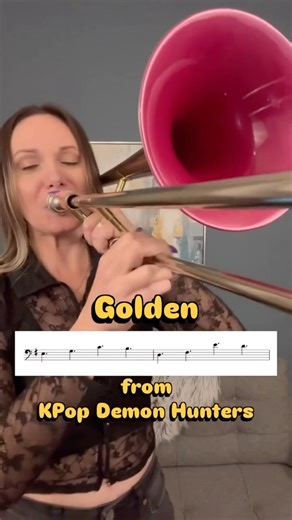 You all asked for it! Here’s Golden from KPop Demon Hunters with the notes 🎶 Pro tip: it’s in 12/8. Happy practicing 😊 #golden #kpopdemonhunters #goldenkpopdemonhunters #kpop #kpopstan #trombone #trombones #tromboneplayer #tromboneplayers #trombonesolo #trombonelove #trombonegirl #hornplayer #brassplayer #brassplayers #musicnotes #sheetmusic #playalong #duetme #bandkid #bandkids #trombonememes | Lisa Liz Trombone