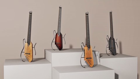 Donner HUSH I Guitar For Travel - Portable Ultra-Light and Quiet Performance Headless Acoustic-Electric Guitar, Mahogany Body with Removable Frames, Gig Bag,and Accessories