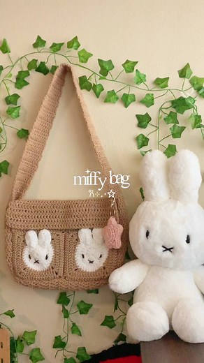 miffy messenger bag!! #crochet #crochetiktok #crochetproject #crochetmessengerbag #crochetbag #pintrest #aesthetic #miffy #fypシ