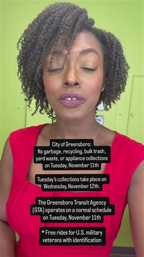 Reminder: No trash pick-up on Veterans Day