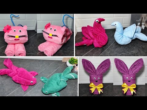 4 Ways To Make Animal Towel Art - Folding Towel Art Easy