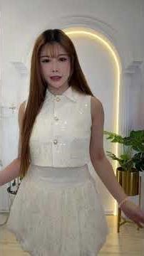AngelBerry 气质唯美名媛风蕾丝亮片花苞短裙套装 77157