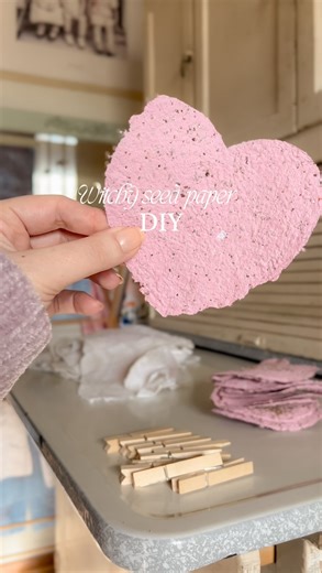 𝐉𝐞𝐬𝐬𝐢𝐜𝐚 𝐋𝐞𝐞 on Instagram: "This is handmade seed + spell paper made from recycled paper scraps, pressed with flower seeds, shaped into hearts, and infused with purpose. I use it for incantations, spell work, intentions, love notes, and then.. you plant it and watch it grow! 🌸 I made my own mold & deckle using a dollar store picture frame, which is how I get the cute heart shape. Proof that magic doesn’t need to be expensive. This is a low budget, eco friendly craft that anyone can do.