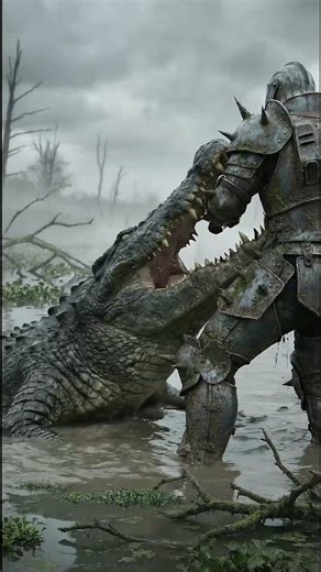 Epic Encounter: Cactus Man vs. Crocodiles in the Wild Savanna