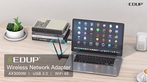 EDUP AX3000M USB 3.0 WiFi 6E Adapter Wireless WiFi Dongle Network Adapter 802.11AX Tri-Band 6GHz/5GHz/2.4GHz Dual 5dBi Antennas for PC Desktop Laptop Compatible with Windows 11/10 64Bits