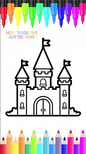 Step-by-Step Guide: Learn How to Draw and Color a Magical Castle | Easy Drawing for Kids #art #viral