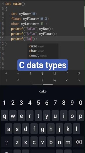 C programming data types ( integer , float , character )