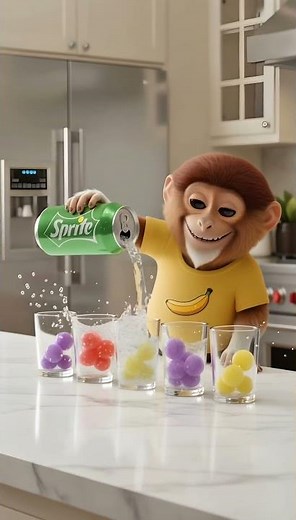 You Won't Believe What This Monkey Did Next! 🤯 Ice Cream & Sprite Combo #shorts #funnyshorts #cute
