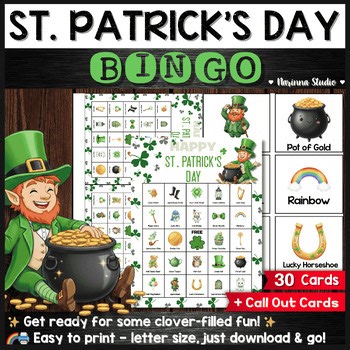 St. Patrick's Day Bingo Activity | 30 Unique Cards | Lucky Classroom Party Game