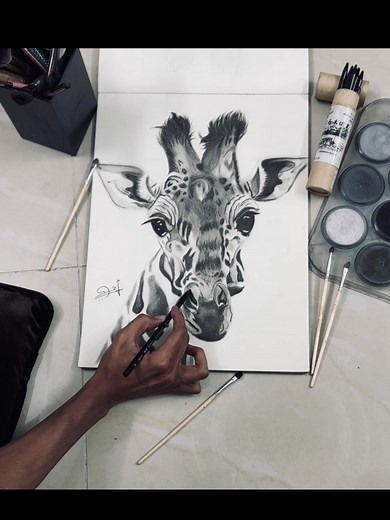 ‏My beautiful giraffe🦒🤎 #artist #fyp #explore #giraffe #art #drawings