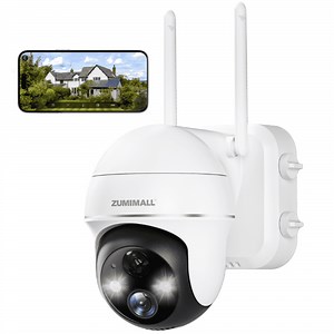 2K Security Camera Outdoor Wireless WiFi with 360° PTZ ZUMIMALL Battery Powered Wireless Cameras for Home Surveillance Spotlight & Siren/PIR Detection/3MP Color Night Vision/2-Way