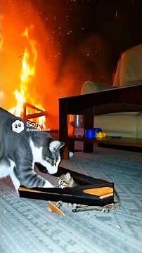 A Brave Cat Save her kittens From House Burning