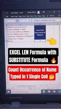 Count Occurrence of Name Typed in 1 Single Cell | Excel LEN Formula with SUBSTITUTE Formula #shorts