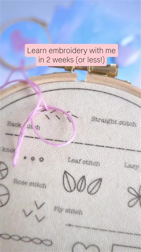 Lean embroidery in 2 weeks or less with my brand new beginner embroidery kit. . You only need 10 minutes a day to follow my tutorials and learn all 14 stitches. . You can take it one stitch a day and complete the pattern in 2 weeks, or you can sit down and binge the whole thing! . Grab your kit now and start learning today! . #embroiderytutorials #beginnerembroidery #learnembroidery