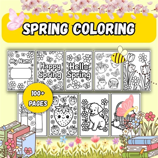 Spring Coloring Pages for Kids, 100  Pages Bundle, Preschool Activity (instant Download PDF) - Etsy