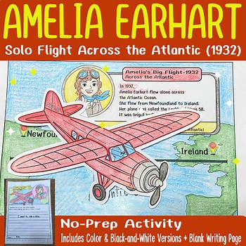 Amelia Earhart Craft Printable: Solo Flight Across the Atlantic 1932 – No-Prep