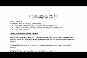 1.3 Part 1 Video - Solutions and Equivalent Equations
