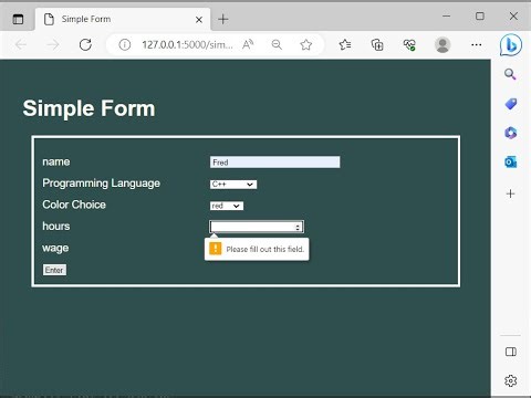Python Flask WT-Forms Demo: Intro to Validation -- Input Required