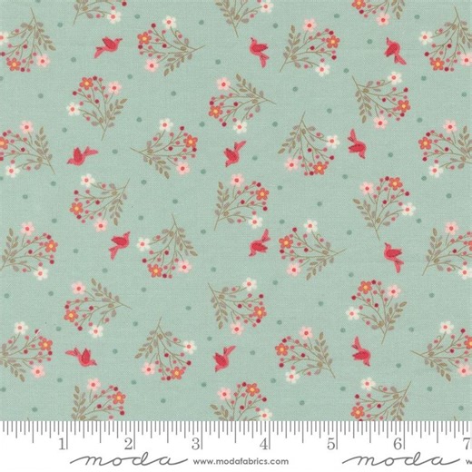 Moda Fabrics, Lyda Rose by Bunny Hill Designs, Sky Floral Branch, 3074-21, 100% Quilting Cotton Fabric - Etsy