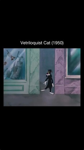 Memory Cartoons on Instagram: "This scene comes from Ventriloquist Cat, a classic Looney Tunes cartoon where Sylvester tries to outsmart a street-smart mouse using ventriloquism. The joke quickly flips on him as the illusion collapses, turning clever tricks into pure slapstick frustration 🐱🎤 Fun fact: Ventriloquist Cat plays heavily on sound-based comedy, using voices and misdirection rather than nonstop action. Warner Bros. often experimented with audio gags in the 1950s, proving that timing 