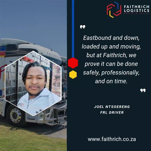 Eastbound. Locked in. Loaded up. 🚛 Faithrich doesn’t just move freight, we move with focus. Safe. Professional. On time. Every time. 💪🏽🔥 Full load. Full focus. Zero shortcuts. 🚦 At Faithrich, safety comes first and excellence follows close behind. We deliver more than cargo, we deliver standards. #FaithrichLogistics #TruckLife #RoadSafety #LogisticsSA #OnTimeEveryTime