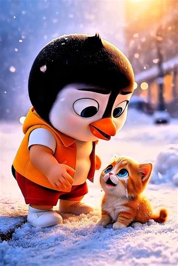 No One Helped This Freezing Kitten… Until Piku 🐧❄️ #shorts