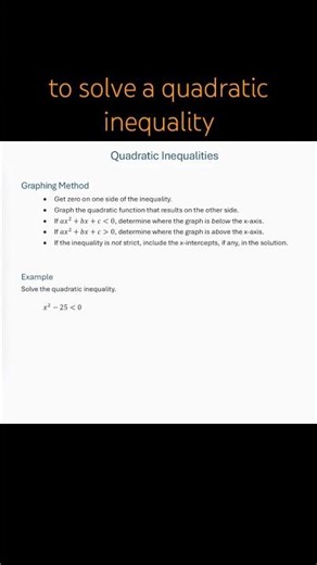 Quadratic Inequalities - Solve using the Graphing Method