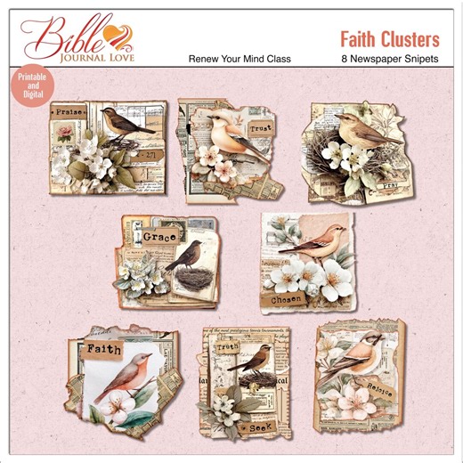 Vintage Faith Word Art Paper Clusters: Christian Junk Journal Ephemera (digital & Printable Download) - Etsy
