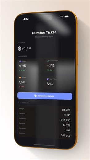 SwiftUI Number Ticker System — Animated Number Display Component with Rotating Digits