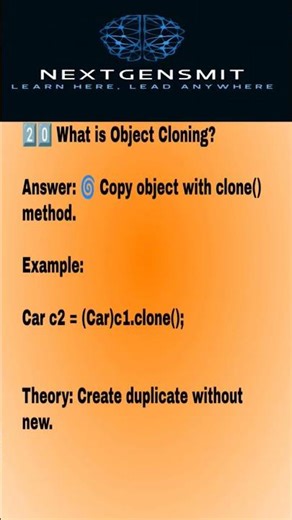 cloning Object.#Java #JavaDeveloper #Programming #LearnJava #CodingShorts #JavaInterview #coding
