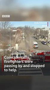 840K views · 13K reactions | Security footage captured the moment two pedestrians in Washington DC narrowly avoided being crushed by a falling house. bbc.in/2uY3axx | BBC News | Facebook