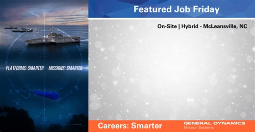 #FeaturedJobFriday | We have an immediate need for a Power Design Engineer in our McLeansville Design Center in North Carolina. As an electrical engineer for Undersea Systems, you’ll be a member of a cross functional team responsible for developing Undersea Communication systems. Curious to know more? Click to read the full job description and apply: GDMS.News/44hJOjq #JobsInEngineering #JobsInNC #CareersInTech | General Dynamics Mission Systems